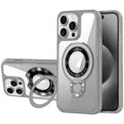 For iPhone 15 Pro MagSafe Acrylic Hybrid TPU Phone Case with Holder(Grey) - 1