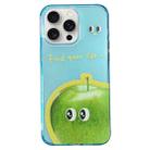 For iPhone 14 Pro Fruit Pattern PC + TPU Transparent Phone Case(Green Apple) - 1