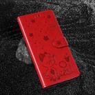 For OPPO Reno12 Pro 5G Global Cat and Bee Embossed Flip Leather Phone Case(Red) - 2