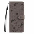 For OPPO Reno12 Pro 5G Global Cat and Bee Embossed Flip Leather Phone Case(Grey) - 3