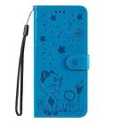 For OPPO Reno12 Pro 5G Global Cat and Bee Embossed Flip Leather Phone Case(Blue) - 3