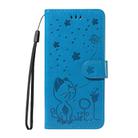 For OPPO A5 Pro 5G Global Cat and Bee Embossed Flip Leather Phone Case(Blue) - 2