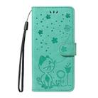 For OPPO A5 Pro 5G Global Cat and Bee Embossed Flip Leather Phone Case(Green) - 2