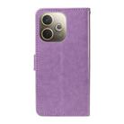 For OPPO A5 Pro 5G Global Cat and Bee Embossed Flip Leather Phone Case(Purple) - 3