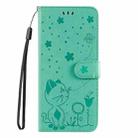 For OPPO A60 5G Global / A40 4G Global Cat and Bee Embossed Flip Leather Phone Case(Green) - 2