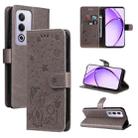 For OPPO K12X 5G Global Cat and Bee Embossed Flip Leather Phone Case(Grey) - 1
