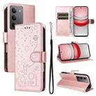 For Realme 14x 5G Global Cat and Bee Embossed Flip Leather Phone Case(Rose Gold) - 1