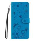 For vivo V40 5G Cat and Bee Embossed Flip Leather Phone Case(Blue) - 3