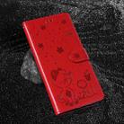 For vivo Y28 4G Cat and Bee Embossed Flip Leather Phone Case(Red) - 2