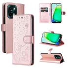 For vivo Y28 4G Cat and Bee Embossed Flip Leather Phone Case(Rose Gold) - 1