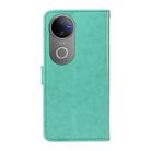 For vivo V50 5G Global Cat and Bee Embossed Flip Leather Phone Case(Green) - 3