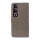 For vivo V50 Lite 5G Global Cat and Bee Embossed Flip Leather Phone Case(Grey) - 3