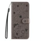 For Samsung Galaxy S25 Ultra 5G Cat and Bee Embossed Flip Leather Phone Case(Grey) - 3