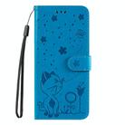 For Samsung Galaxy S25 / S24 5G Cat and Bee Embossed Flip Leather Phone Case(Blue) - 3