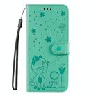 For Samsung Galaxy S25 / S24 5G Cat and Bee Embossed Flip Leather Phone Case(Green) - 3