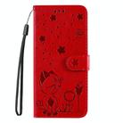 For Samsung Galaxy S25+ / S24+ 5G Cat and Bee Embossed Flip Leather Phone Case(Red) - 3
