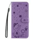 For Samsung Galaxy S25+ / S24+ 5G Cat and Bee Embossed Flip Leather Phone Case(Purple) - 3