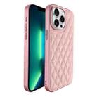 For iPhone 13 Pro Max Plaid Series 9D Electroplated Phone Case(Pink) - 1