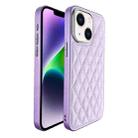 For iPhone 14 Plaid Series 9D Electroplated Phone Case(Purple) - 1