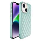 For iPhone 14 Plaid Series 9D Electroplated Phone Case(Cyan-blue) - 1