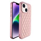 For iPhone 14 Plus Plaid Series 9D Electroplated Phone Case(Pink) - 1