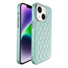 For iPhone 14 Plus Plaid Series 9D Electroplated Phone Case(Cyan-blue) - 1