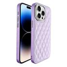 For iPhone 14 Pro Plaid Series 9D Electroplated Phone Case(Purple) - 1