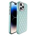 For iPhone 14 Pro Max Plaid Series 9D Electroplated Phone Case(Cyan-blue) - 1