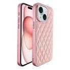 For iPhone 15 Plus Plaid Series 9D Electroplated Phone Case(Pink) - 1