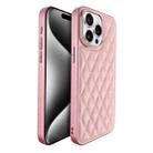 For iPhone 15 Pro Plaid Series 9D Electroplated Phone Case(Pink) - 1