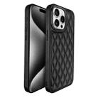 For iPhone 15 Pro Max Plaid Series 9D Electroplated Phone Case(Titanium Black) - 1