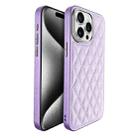 For iPhone 15 Pro Max Plaid Series 9D Electroplated Phone Case(Purple) - 1