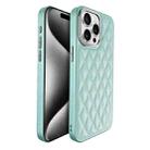 For iPhone 15 Pro Max Plaid Series 9D Electroplated Phone Case(Cyan-blue) - 1