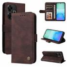 For Redmi 13 4G / Redmi Note 13R Skin Feel Life Tree Metal Button Leather Phone Case(Brown) - 1