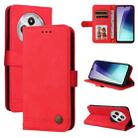 For Redmi 14C 4G Skin Feel Life Tree Metal Button Leather Phone Case(Red) - 1