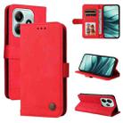 For Redmi Note 14 5G Skin Feel Life Tree Metal Button Leather Phone Case(Red) - 1