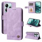 For Redmi Note 14 5G Skin Feel Life Tree Metal Button Leather Phone Case(Purple) - 1