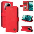 For Redmi Note 14 Pro 5G / Note 14 Pro+ 5G Skin Feel Life Tree Metal Button Leather Phone Case(Red) - 1