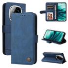 For Redmi Note 14 Pro 5G / Note 14 Pro+ 5G Skin Feel Life Tree Metal Button Leather Phone Case(Blue) - 1