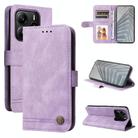 For Redmi Note 14 4G 163.25mm Global Skin Feel Life Tree Metal Button Leather Phone Case(Purple) - 1
