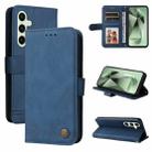 For Samsung Galaxy S24 FE 5G Skin Feel Life Tree Metal Button Leather Phone Case(Blue) - 1