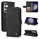 For Samsung Galaxy S25+ 5G Skin Feel Life Tree Metal Button Leather Phone Case(Black) - 1