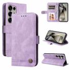 For Samsung Galaxy S25 Ultra 5G Skin Feel Life Tree Metal Button Leather Phone Case(Purple) - 1