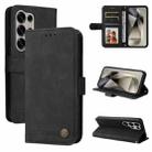 For Samsung Galaxy S25 Ultra 5G Skin Feel Life Tree Metal Button Leather Phone Case(Black) - 1
