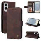 For Samsung Galaxy S25 Edge 5G Skin Feel Life Tree Metal Button Leather Phone Case(Brown) - 1