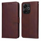 For Redmi 13 4G / Note 13R Classic Calf Texture Flip Leather Phone Case(Brown) - 1