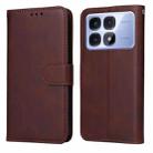 For Redmi K70 Ultra Classic Calf Texture Flip Leather Phone Case(Brown) - 1