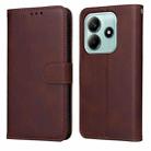 For Redmi Note 14 5G Classic Calf Texture Flip Leather Phone Case(Brown) - 1