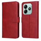 For Redmi Note 14 5G Classic Calf Texture Flip Leather Phone Case(Red) - 1