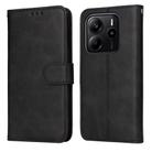 For Redmi Note 14 4G 164.84mm Classic Calf Texture Flip Leather Phone Case(Black) - 1
